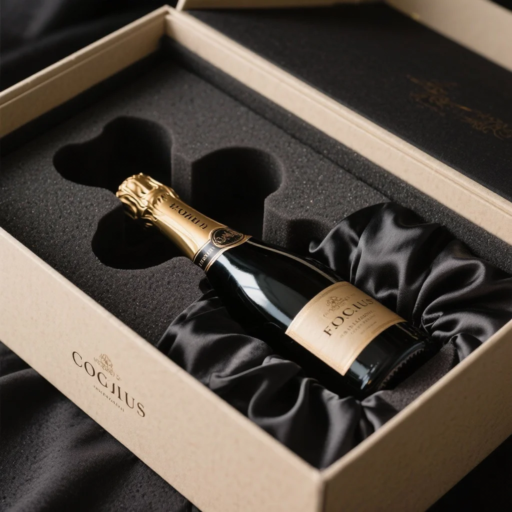 Custom logo magnetic closure packaging with gold foil stamping on a bright blue rigid box.