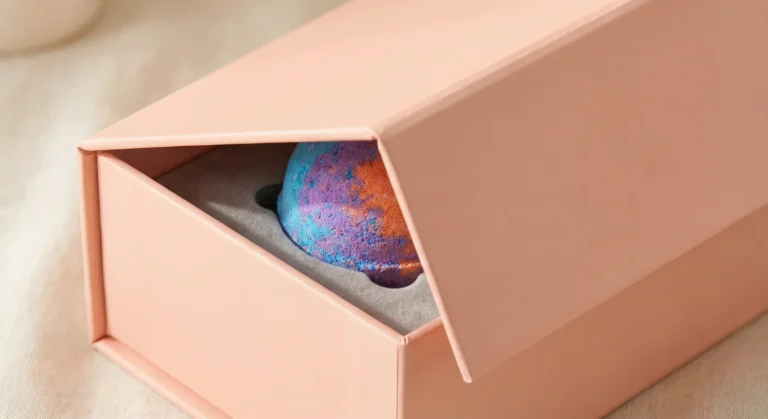Luxury rigid bath bomb boxes NJ with magnetic closure and custom design by Magnetic Closure Boxes.