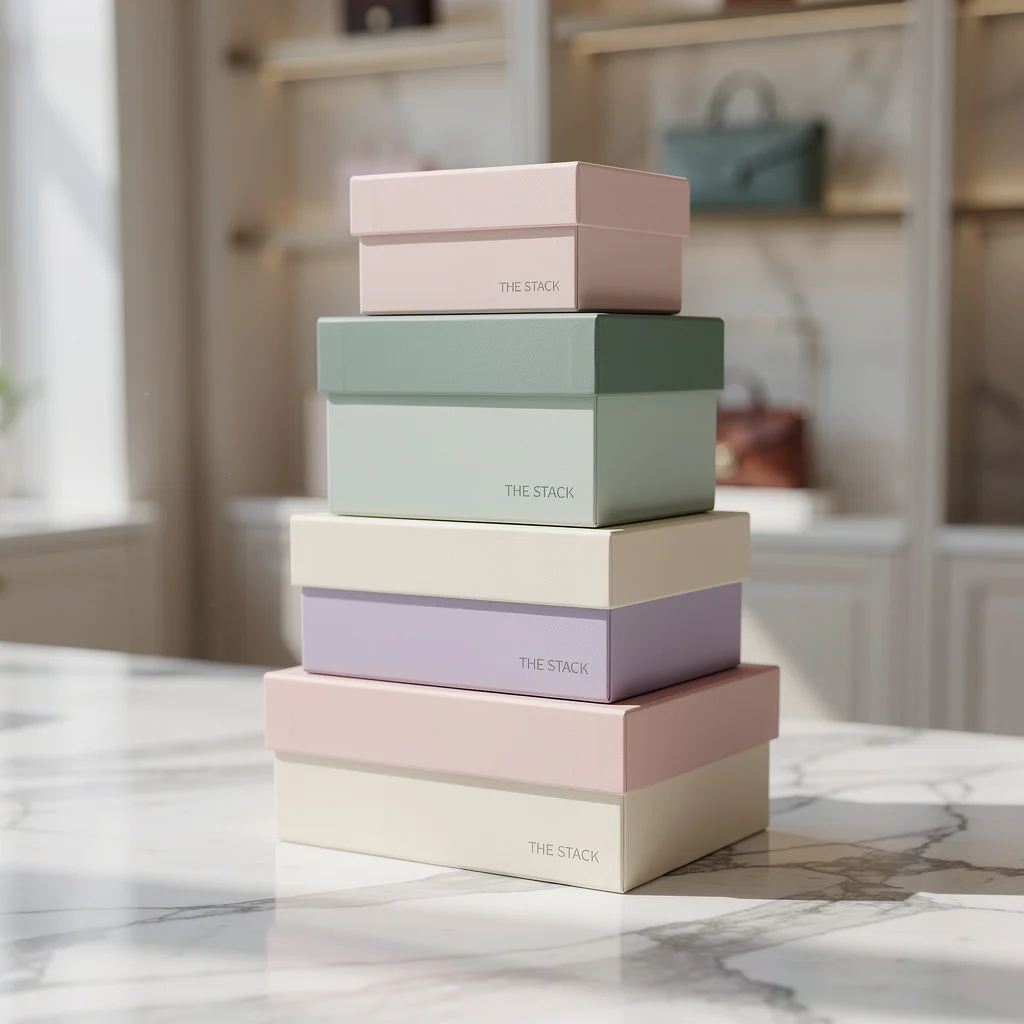 Stack of wholesale rigid boxes NYC prepared for fast delivery across the Five Boroughs for corporate events.