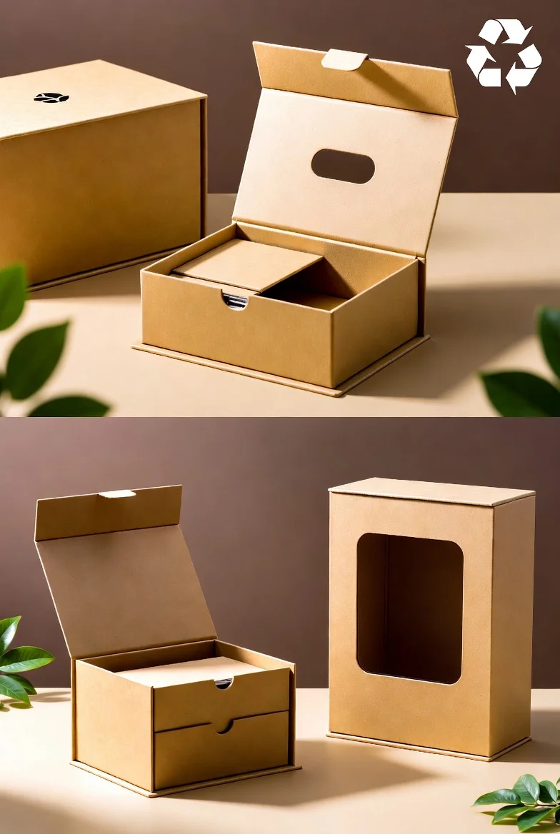 Eco-friendly rigid boxes with magnetic closure made from recycled kraft paper – sustainable custom rigid packaging